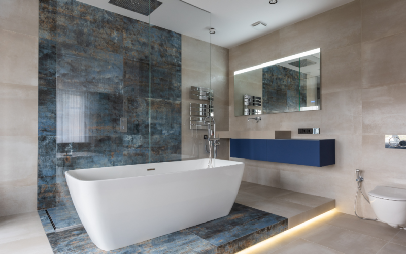 Banheiras retangulares em projetos de design de interiores | Foto de um banheiro com banheira retangular | Banheiras Bom Banho
